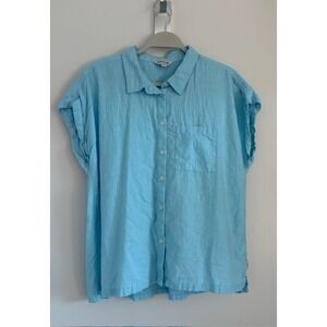 Orvis Classic Collection Sky Blue Short Sleeve Button Down Shirt Large